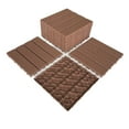 thumbnail image 3 of 44Pcs Interlocking Outdoor Flooring, 1.8"x11.8" Square Plastic Deck Tiles for Backyard Garden Deck Poolside, All-Weather & Waterproof Patio Pavers Floor Tiles, Straight-Dark Brown, 3 of 10