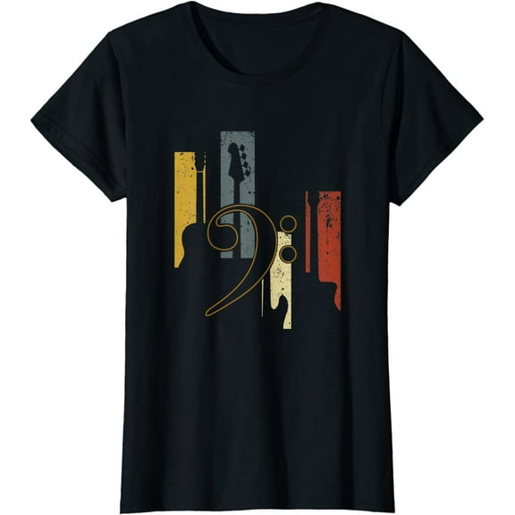 Bass Clef Vintage Bass Guitar Players Music Vintage Guitar T-Shirt