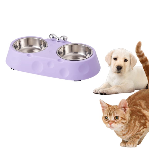Cat & Dog Bowls | Stainless Steel Double Bowl Pet Dish for Cats and Dogs – Easy to Clean Ideal for Meals and Water