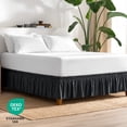 thumbnail image 6 of Bare Home Adjustable Wrap Around Bed Skirt - 15 Inch Drop - Easy Fit - Ruffle Pleats - Queen, Black, 6 of 10