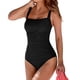 thumbnail image 3 of Traje de baño de una pieza para mujer Trajes de baño conservadores de moda con correas para los hombros para nadar en la playa Negro XXL, 3 of 6