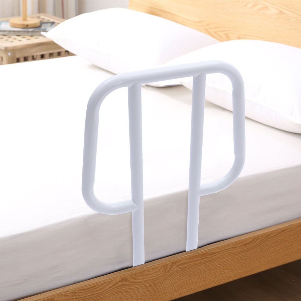 White Bed Rail with Carbon Steel Construction, Round Edges, and Pre-Drilled Holes for Secure and Stable Mattress Support