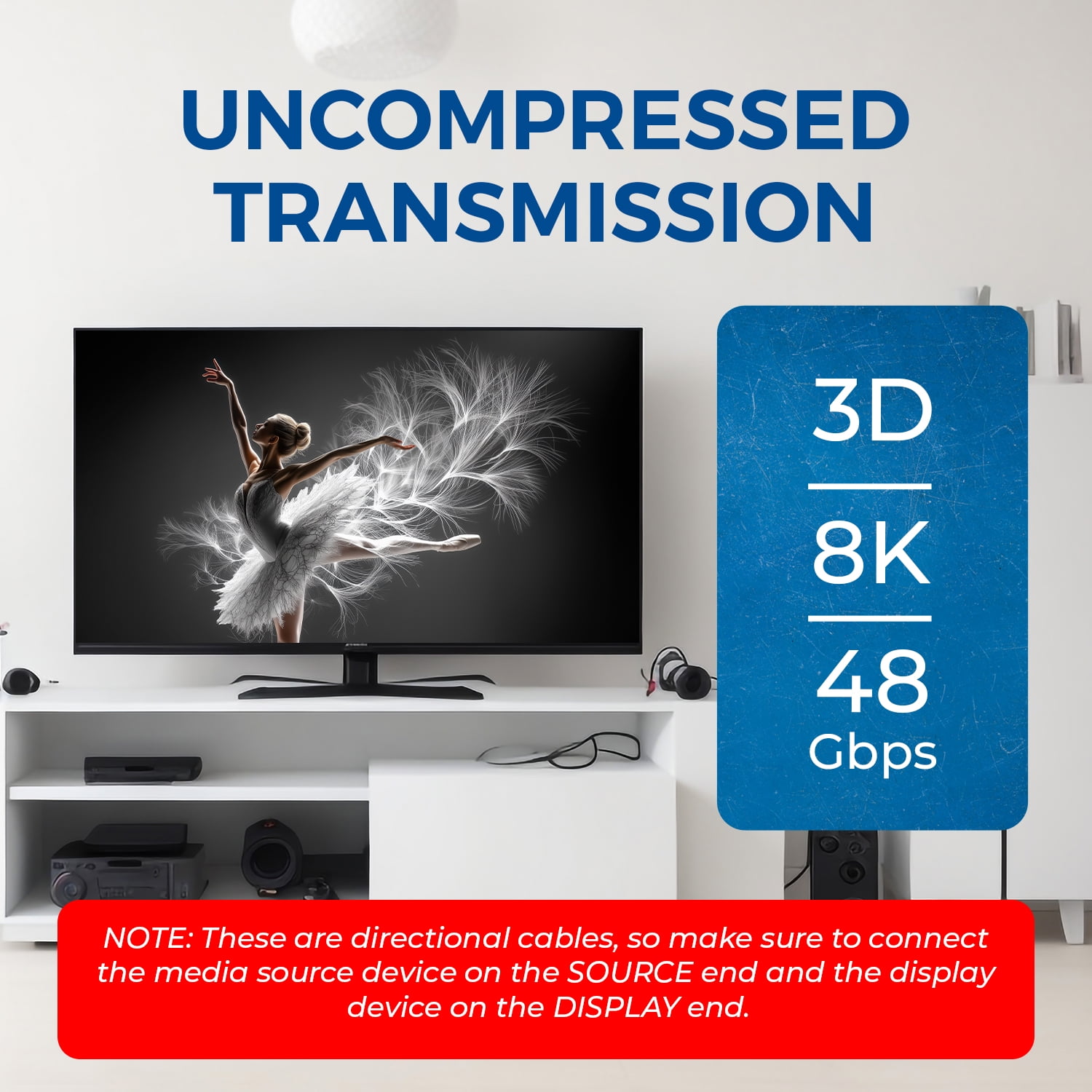 OREI 250ft HDMI™ AOC Hybrid Fiber Optic Cable UHD 8K60 (AOC-8K-250)
