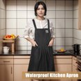 thumbnail image 6 of Unique Bargains Cross Back Aprons Waterproof Apron Apron with Pockets for Women for Baking Garden Cleaning Black, 6 of 7
