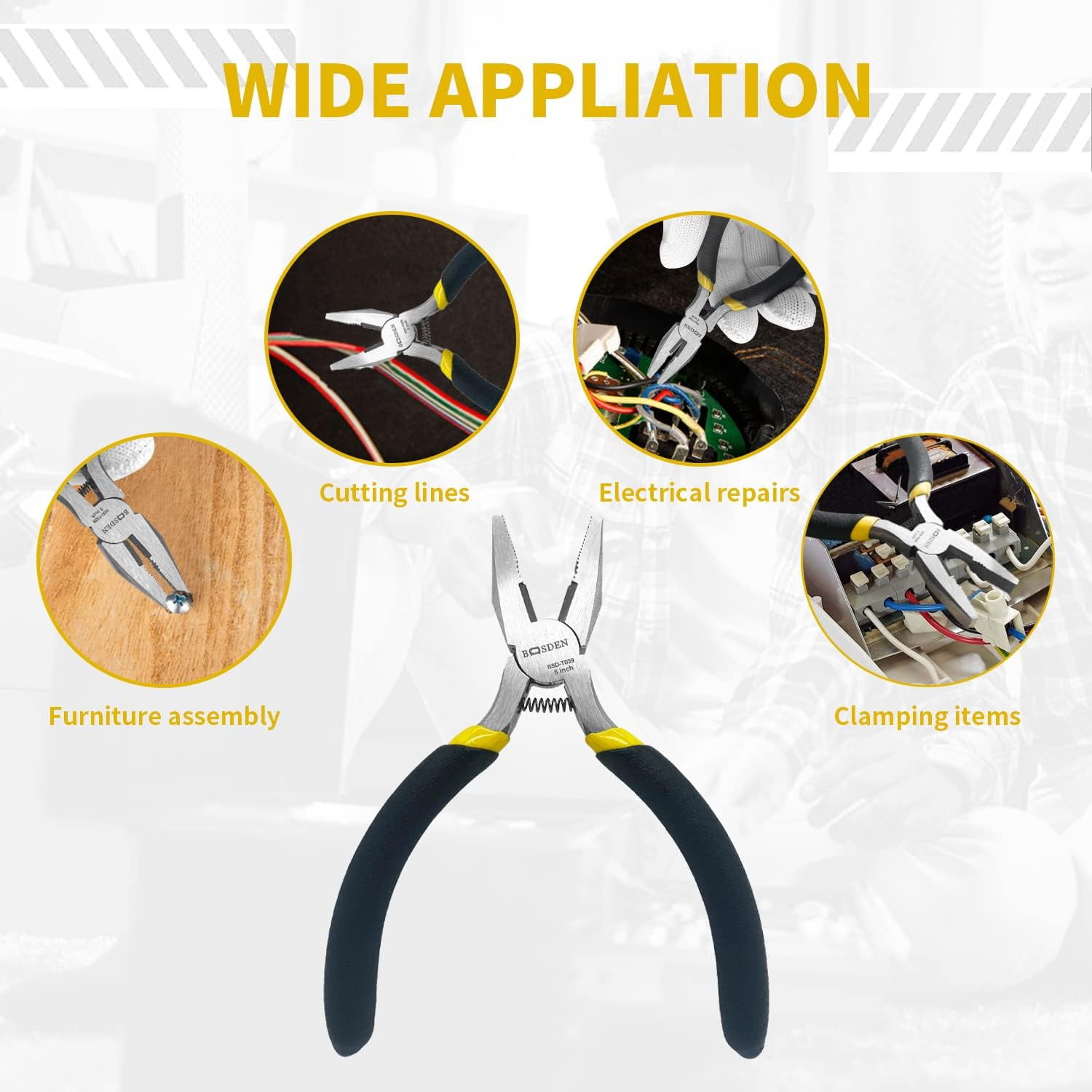 Mini Lineman's Pliers, 5 Pack, 5 Inch High Leverage Cutting Pliers, Side Cutter for Electrician Work or Jewelry Making