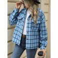 thumbnail image 6 of Cuteduck Women Plaid Fashion Jacket Button Up Long Sleeve Fall Casual Dressy Loose Coat with Pockets S-XL, 6 of 7