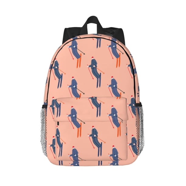 Easygdp Winter Skiing Adventure Mochila Ligera de 15 Pulgadas para Estudiantes, Mochila Cómoda para la Escuela y Viajes, Correas Ajustables