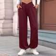 thumbnail image 4 of Pantalones Deportivos de Cintura Alta con Bolsillos para Mujer, Pantalones de Yoga Holgados e Informales Vino Tinto XXL, 4 of 10