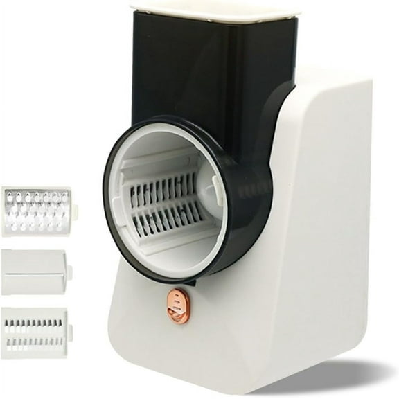 Electric Cheese Grater Multifunctional Slicer For Block Cheese Electric Cheese Grater Salad With 3 Stainless Steel Blades Salad Shooter Electric Slicer Sharpener For Kitchen Outdoors White