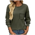 thumbnail image 1 of SNKSDGM T-Shirts en Coton à Manches Longues pour Femmes T-Shirts Graphiques à Manches Longues pour Femmes T-Shirts Amples à Manches Longues Décontractés Unis Col Rond Tricoté Chandail Ample Haut S, 1 of 4