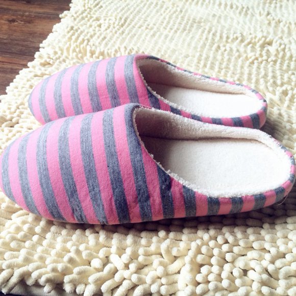 Striped Cloth Bottom Universal Couple Lovers Women Men Winter Warm Slippers Indoor Floor Shoes Non Slipping Home Shoes