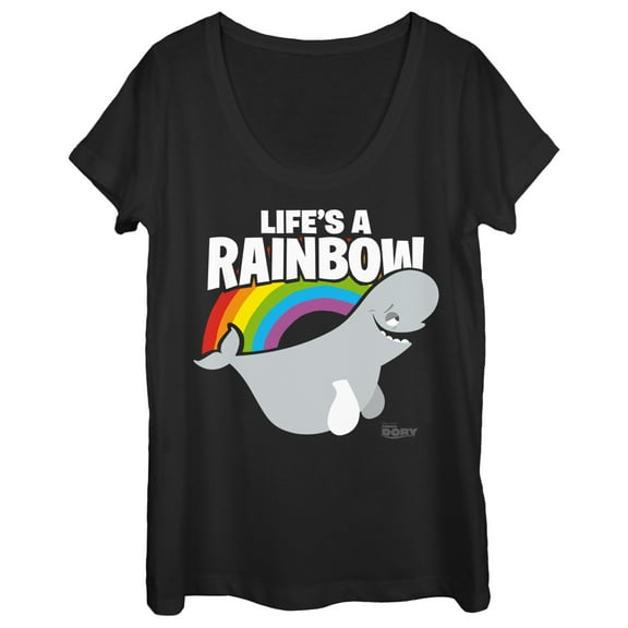 Women's Finding Dory Bailey Life is a Rainbow  Scoop Neck Black Medium
