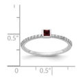 thumbnail image 2 of Solid 14k White Gold Diamond and Garnet January Red Gemstone Engagement Ring Size 7.5 (.144 cttw.), 2 of 3