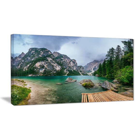 Design Art Lake between Mountains Landscape Photo Canvas Print