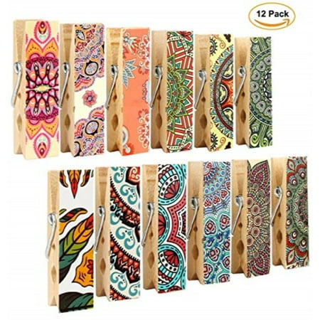 12pcs Refrigerator Magnet Clips By Cosylove Decorative Magnetic Clips Made Of Wood With Beautiful Patternsa Super Fridge Magnets For House Office Use
