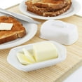 thumbnail image 4 of Ceramic Mini Butter Dish, Set of 4, 5 inch, White, 4 of 7