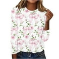 thumbnail image 2 of Royisotas Fall and Winter Womens Plus Size Tops Long Sleeve Pink Floral Graphic Casual Shirts Loose Fit Crew Neck Tshirts Shirts, 2 of 4