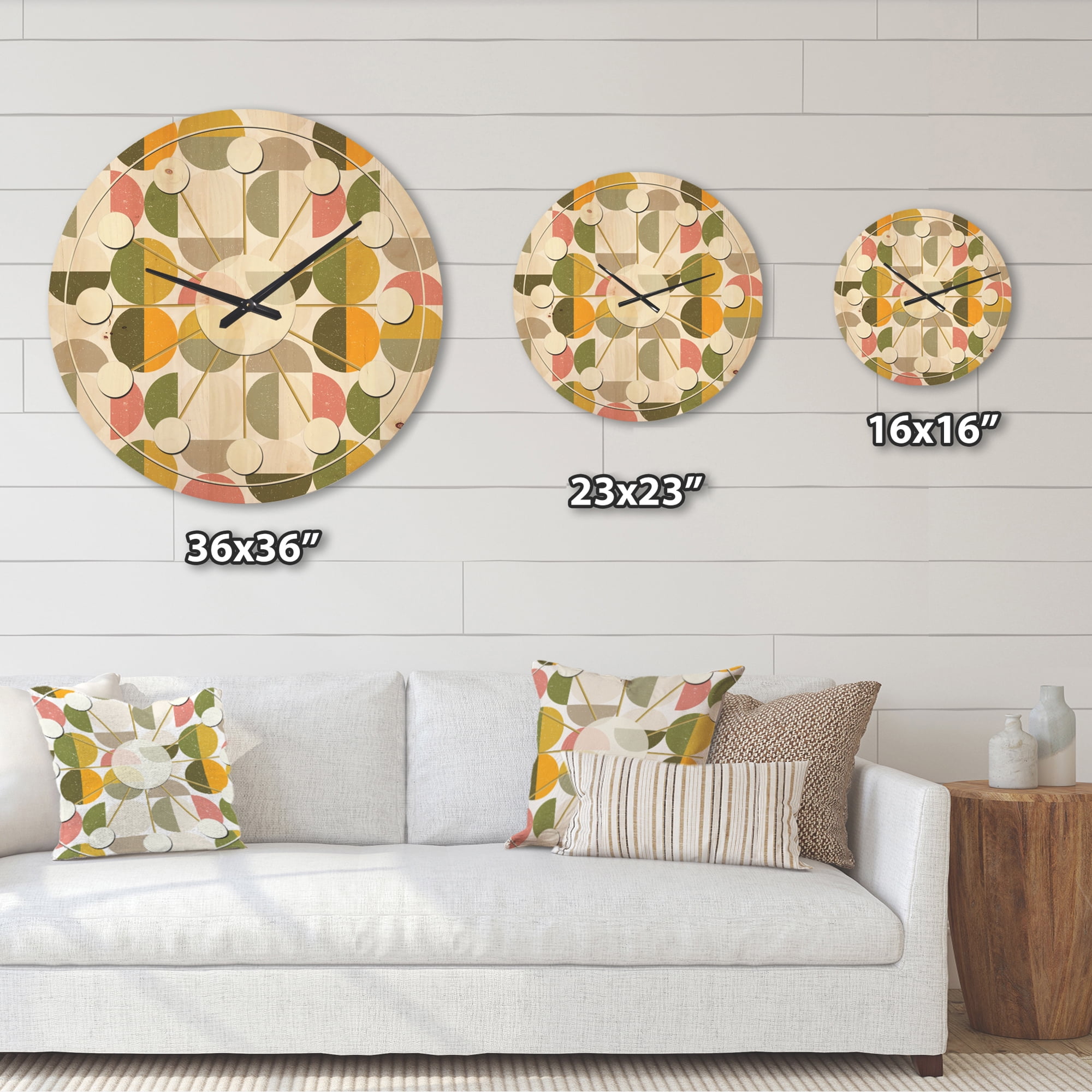 Designart 'Traditional Circular Design I' Mid-Century Modern Wood Wall Clock