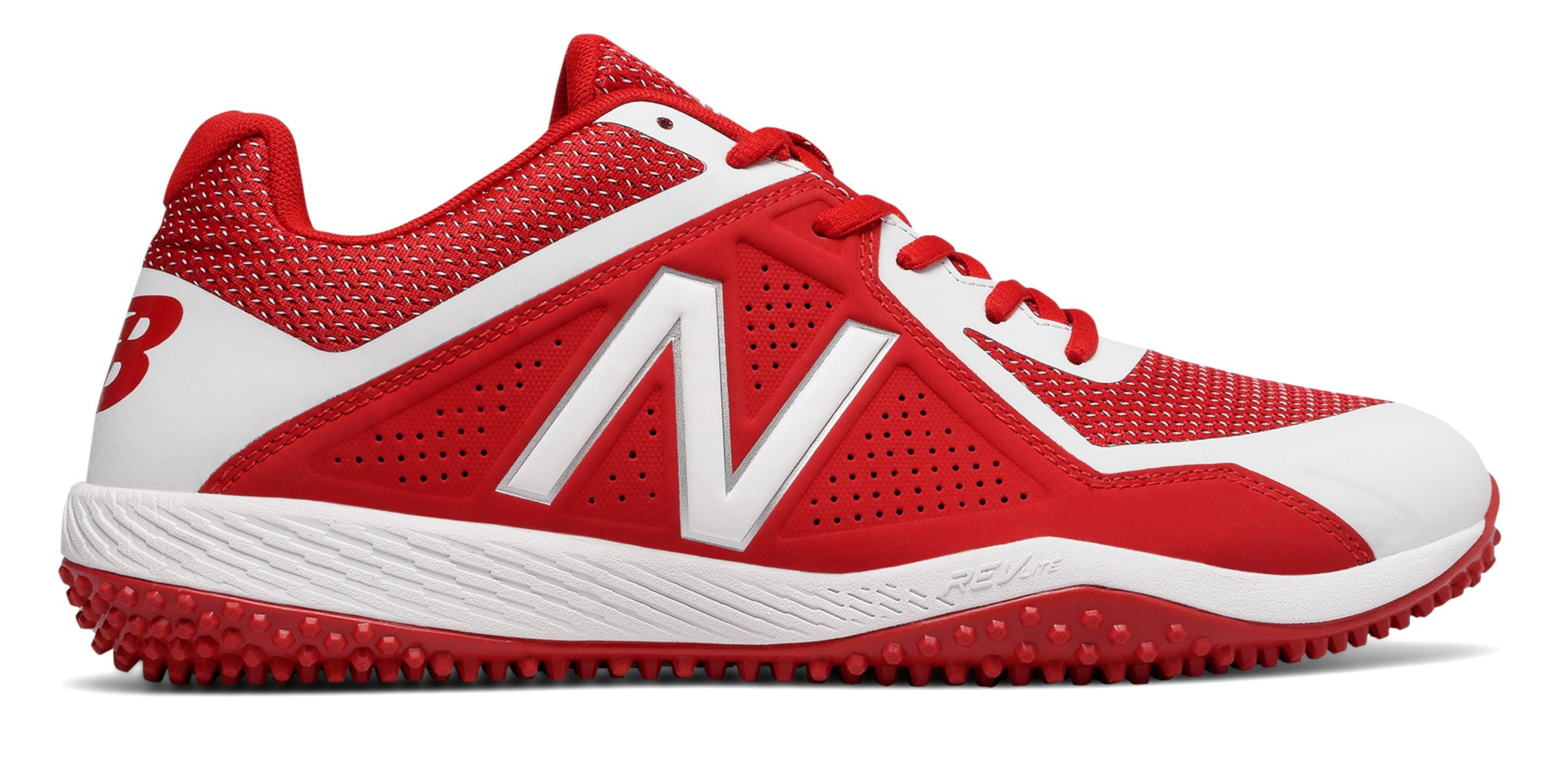 New Balance Men's 4040 V4 Turf Baseball Shoe, Red/White, 16 2E US