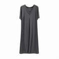 thumbnail image 5 of Sakmal Cotton Moomoo Nightgowns for Women Comfy Pajama Dress Gray Short Sleeve Nightgowns for Women, 5 of 5