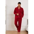 thumbnail image 4 of U2SKIIN Mens Fleece Pajama Set, Soft Warm Long Sleeve Sleepwear with Pockets Cozy Button-Down Pjs for Men（Burgundy, XL）, 4 of 4
