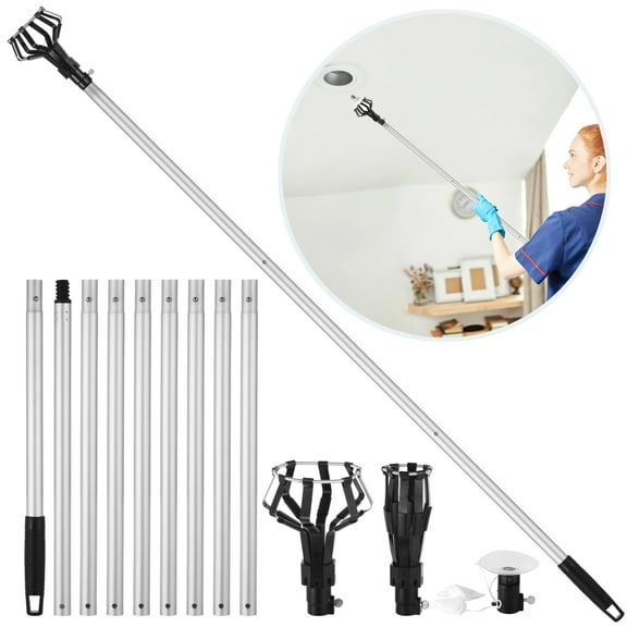 Light Bulb Changer for High Ceilings, Bulb Removal Tool with Baskets & Suction Cup, 13 ft Adjustable Lightbulb Changing Tool with Extension Poles, Lightweight and Sturdy, No Ladder Needed