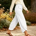 thumbnail image 6 of Karymi Capri Pants for Women Thick Cropped Sweatpants, Elastic Drawstring Waist Jogger Pants, Button Decor Irregular Split Hem Trousers with Side Pockets, 6 of 9