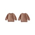 thumbnail image 2 of RUINIXCW Baby Boy Girl Pullover Sweatshirt Solid Color Crew Neck Fall Thickened Tops, 2 of 9