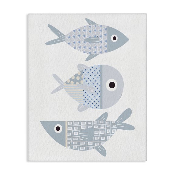 Stupell Industries Coastal Various Patterned Aquatic Fish Design Canvas Art, 24 x 30, by Kim Allen