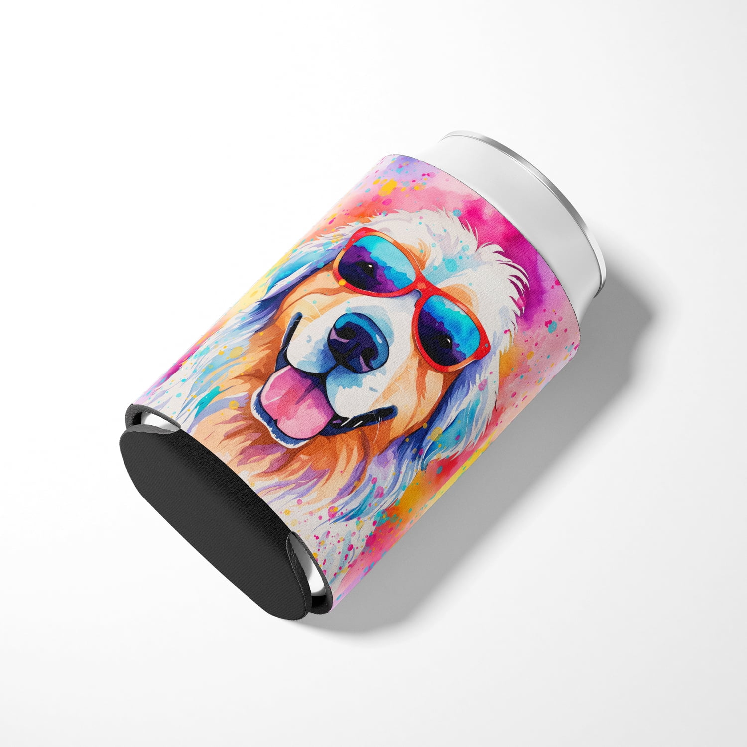 Great Pyrenees Hippie Dawg Can or Bottle Hugger 3 in x 5 in