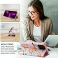 thumbnail image 6 of for iPhone 16 Pro Leather Phone Case Wallet Gilding Bronzing Rose Flower Butterfly Folio Flip Cover Kickstand, RFID Blocking Card Holder Cash Slot, Magnetic Clasp, Wrist Strap, 6 of 8