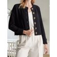 thumbnail image 6 of LMLYSoH Women's Crew Neck Knit Cardigan Basic Long Sleeve Solid Color Button Down Sweater Outwear, 6 of 9