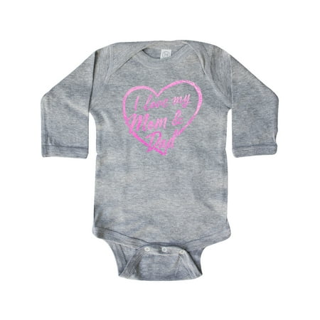 

Inktastic I Love My Mom and Dad in Pink Chalk Heart Gift Baby Boy or Baby Girl Long Sleeve Bodysuit