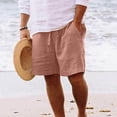 thumbnail image 2 of CaComMARK PI Shorts for Men Casual Solid Pocket Elastic Waist Straight Half Sport Shorts Casual Beach Shorts Pink S(S), 2 of 6