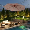 thumbnail image 4 of Costway 10 FT Solar Offset Hanging Umbrella with 96 Solar Multi-colored Flowing LED Lights Coffee, 4 of 10