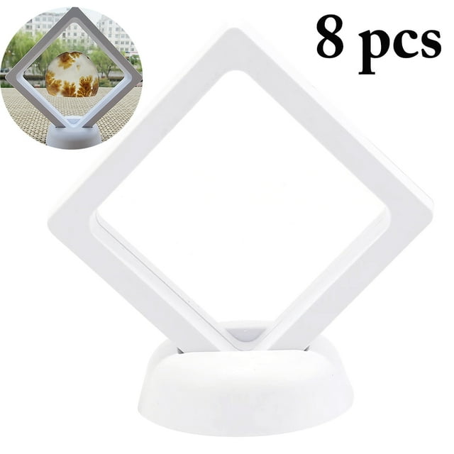8PCS Jewelry Display Case Dust-proof Display Holder Display Stand with 8PCS Base