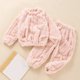 thumbnail image 2 of Gibobby Conjunto de Sudadera y Leggings de Lana Conjunto de ropa de 2 piezas para niños y niñas de invierno de forro polar de color sólido de manga larga(Rosa,18-24 Months), 2 of 3