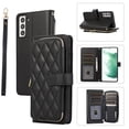 thumbnail image 1 of YEYKX Funda Tipo Billetera para Samsung Galaxy S21+ 5G 6,7 Pulgadas con Correa para Muñeca/hombro, 9 Ranuras para Tarjetas, Monedero con Cierre, Soporte de Cuero de Lujo, Funda Cell Phone a Cuadros, 1 of 10