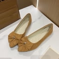 thumbnail image 4 of Womens Pointed Toe Suede Ballet Flats Bow-Knot Slip-Ons Dressy Casual Comfortable Wear to Work Loafers Yellow 9.5(43), 4 of 7