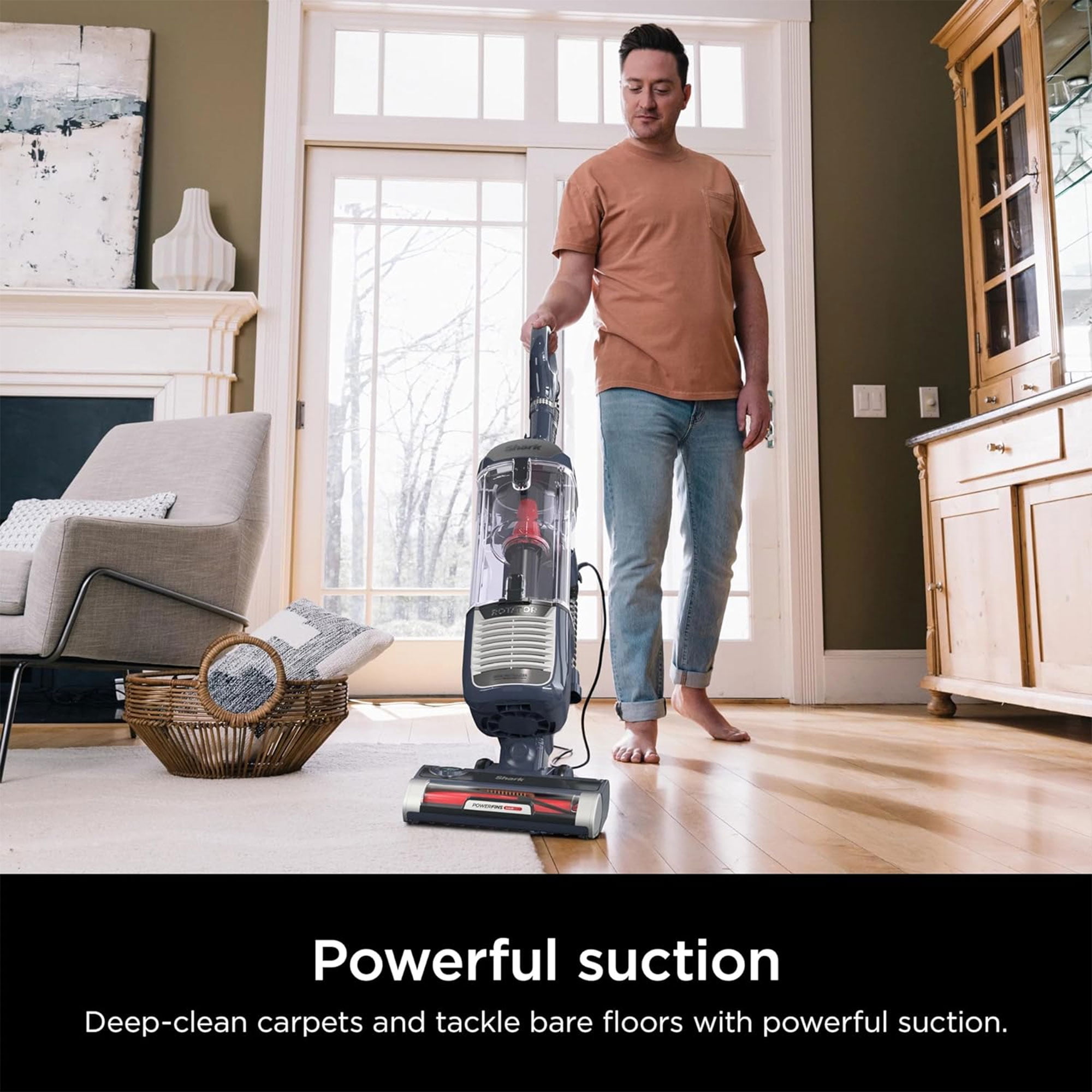 Open Box Shark Vacuum Cleaner Rotator Lightweight Bagless Upright Pet Hair Navy