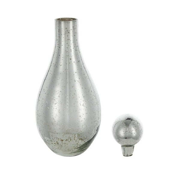 A&B Home  Antique Style Glass Jar with Round Design and Lid - Antique Silver