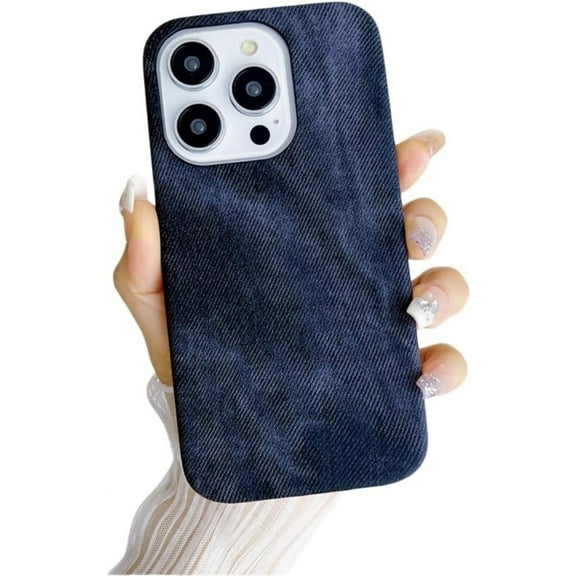 Canvas Denim Half Wrap Phone Case, Fashionable and Creative, Large Hole Design, Anti-Drop, for iPhone 15 14 13 12 11 Pro Max Mini XS XR 7 8 Phone Case (Black,iPhone XR)