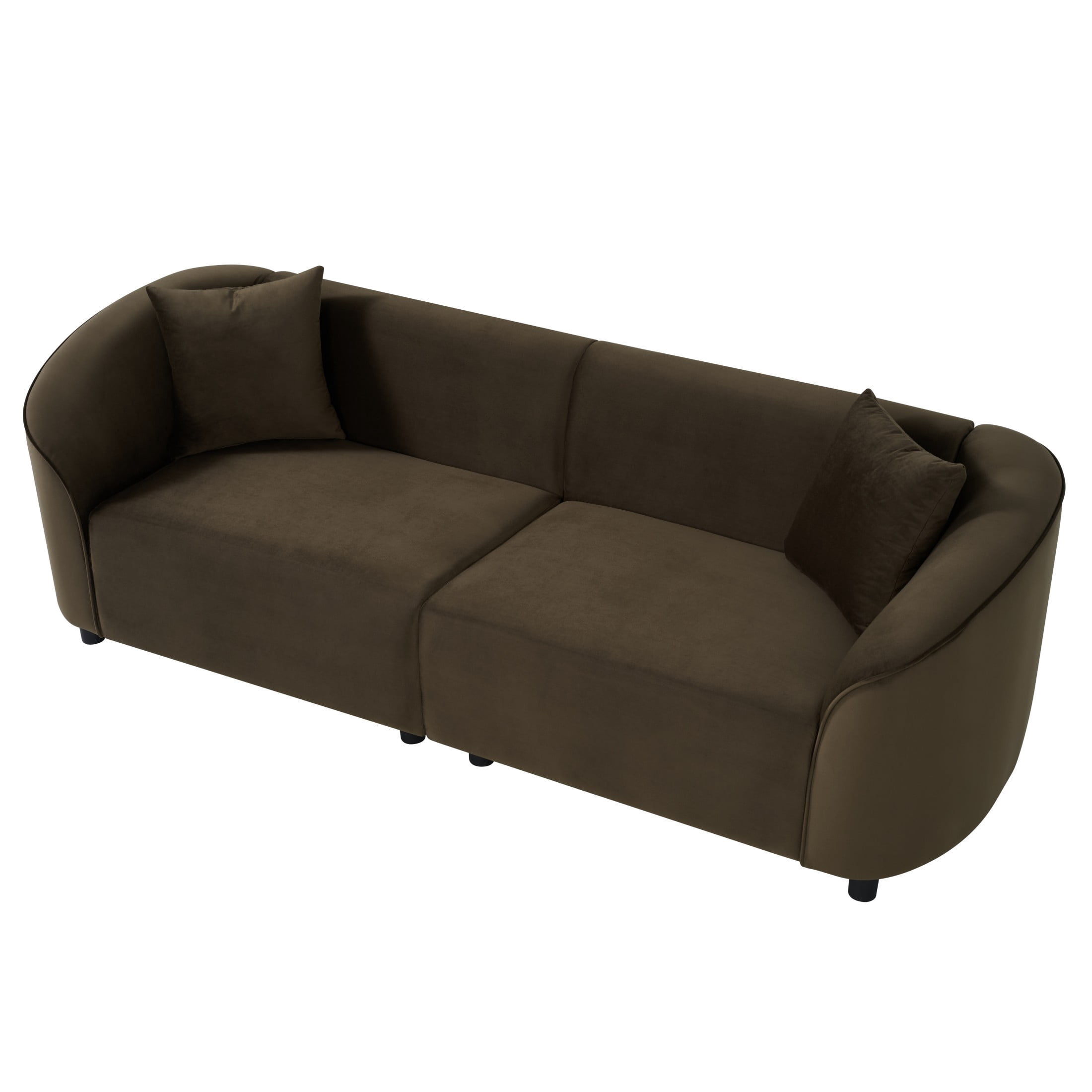 Christopher Knight Home 87" Curved Contemporary Velvet Sofa in Plush Seating, Streamlined Design Durable Frame, Brown