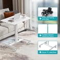 thumbnail image 4 of EDX Standing Desk with Mobile Rolling Wheels Portable Desk & Overbed Laptop, Height Adjustable Small desk for Home Office,White, 4 of 9