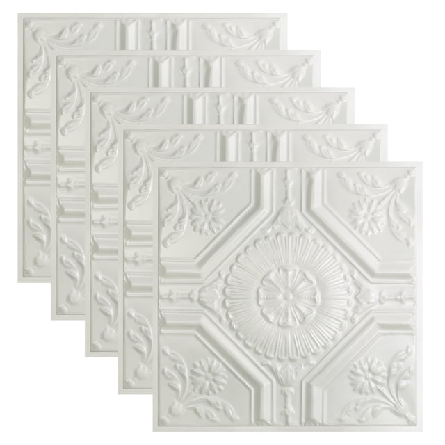 Great Lakes Tin Rochester Gloss White 2ft x 2ft Lay In Ceiling Tiles (5 Pack)