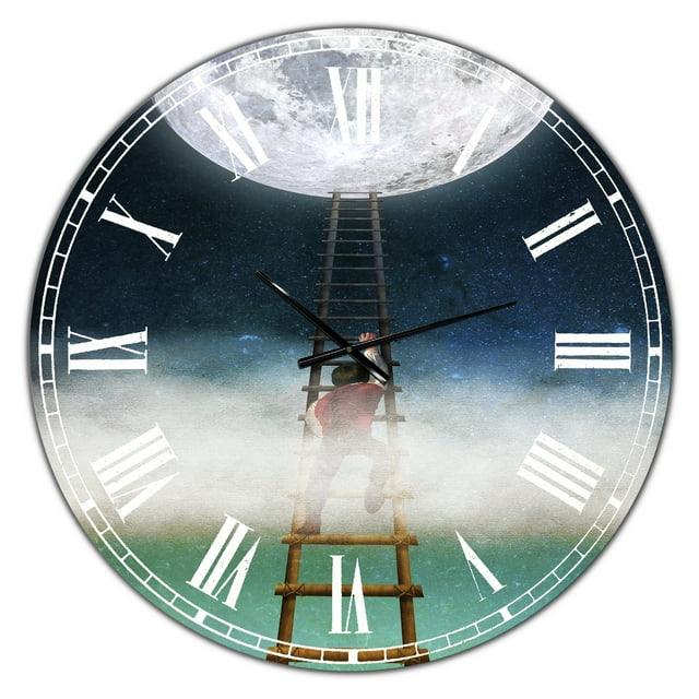 Designart « Atteindre la Lune » Horloge Murale Moderne Surdimensionnée
