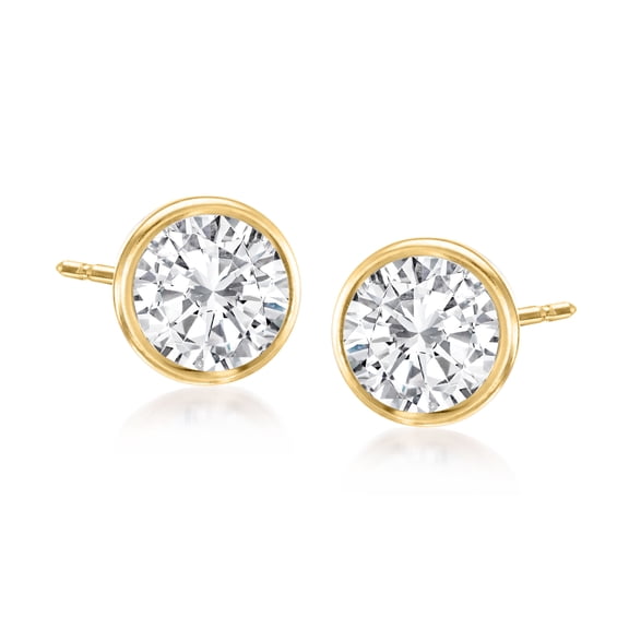 Ross-Simons 1.00 ct. t.w. Bezel-Set Diamond Stud Earrings in 14kt Yellow Gold, Women's, Adult