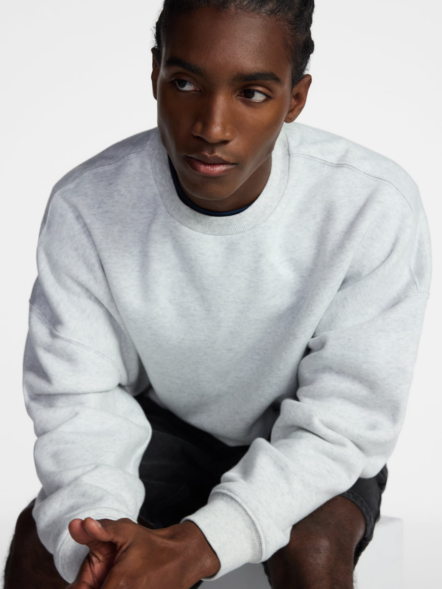 No Boundaries Crewneck Fleece Sweatshirt with Long Sleeves, Men's XS-4XLT