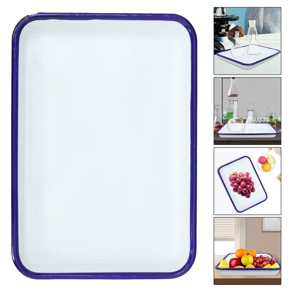OULII Elegant White Enamel Serving Tray for Food Presentation, 1-Pack Kitchen Platter