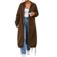 thumbnail image 3 of Long Hoodies for Women Full Zip Up Oversized Tunic Travel Sweatshirts Plus Size Long Sleeve Fleece Hoodie Jacket with Pockets, 3 of 8